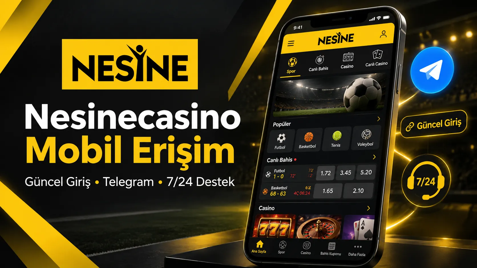 Nesinecasino mobil erişim, güncel giriş, Telegram ve 7/24 destek